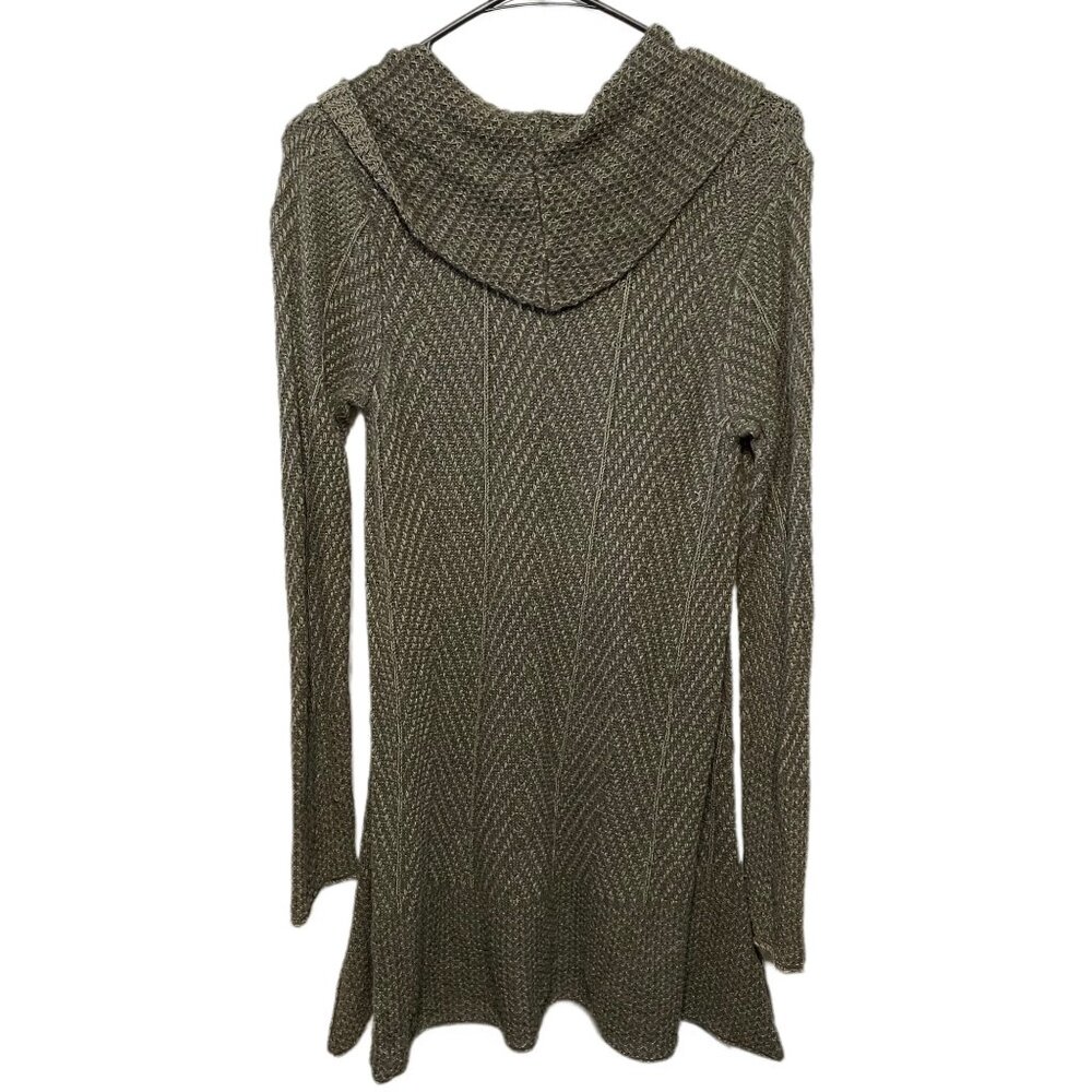 Jeanne Pierre Olive Chevron Knit Sweater Dress M | Flowy Tunic-Style Hem